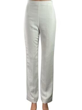 Kookai Oyster Tailored Women White High Rise Straight Leg Trousers Pants Size 34